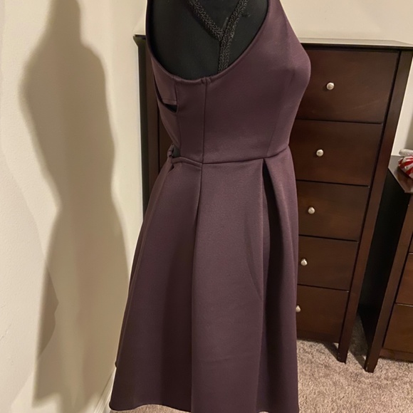 Express Purple Fit and Flare Dress with Crossed Straps - Picture 4 of 4